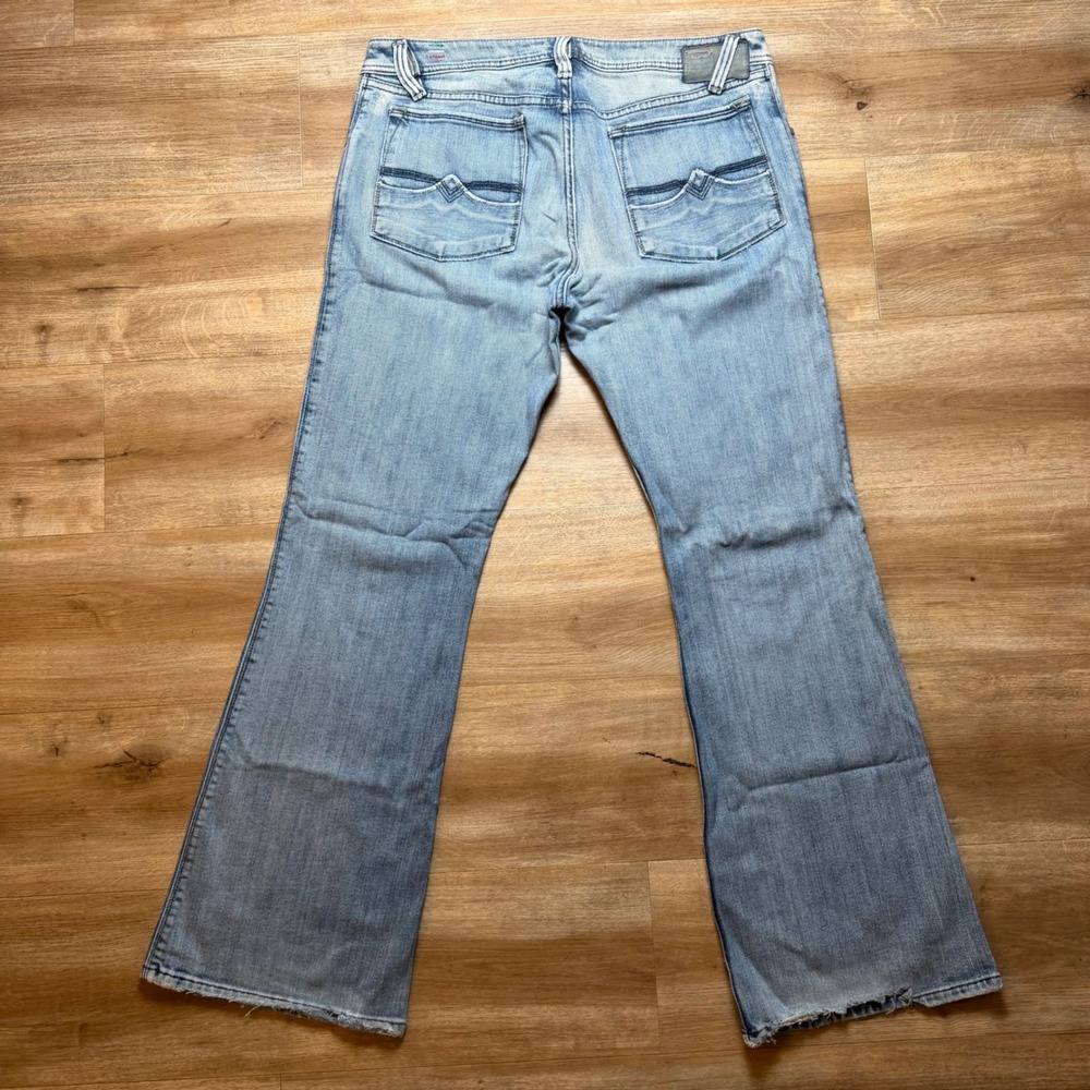 Diesel Zaf Jeans Mens 34x30 Blue Light Wash Bootcut Flare Stretch Made in Italy